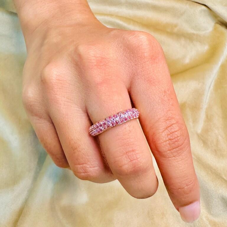 For Sale:   1.25ct Natural Pink Sapphire Thick Band Ring in 18k Solid White Gold 2