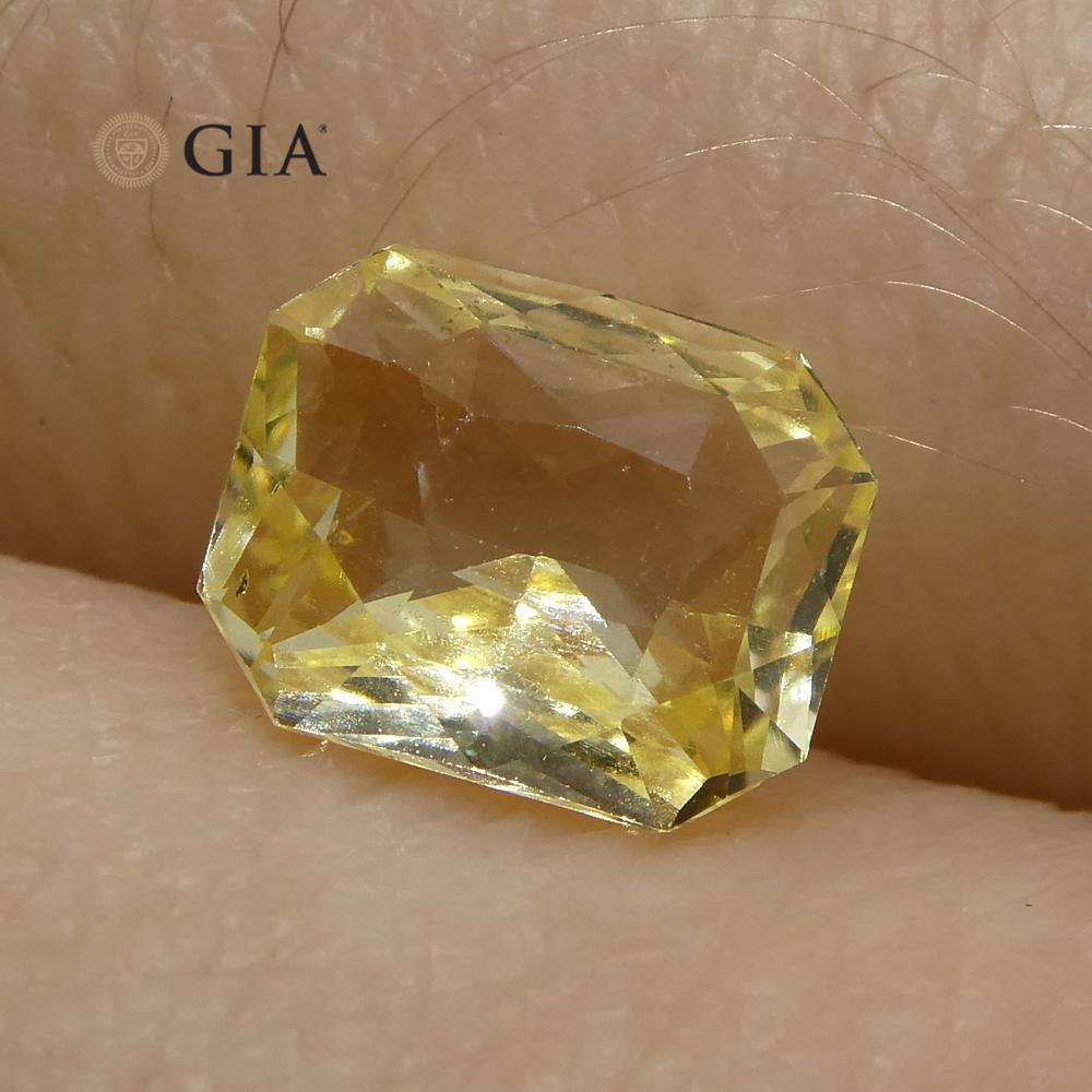 Women's or Men's 1.25 ct Octagonal Yellow Sapphire GIA Certified Sri Lankan Unheated For Sale