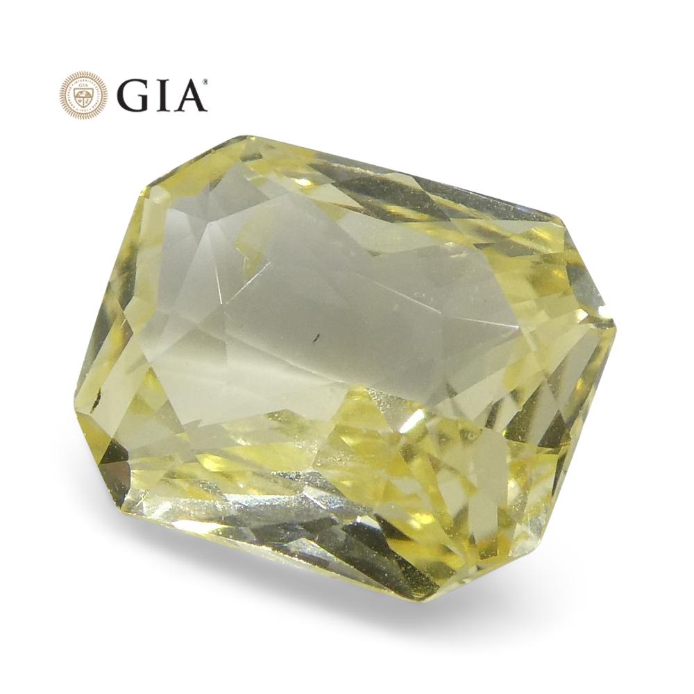 1.25 ct Octagonal Yellow Sapphire GIA Certified Sri Lankan Unheated For Sale 2