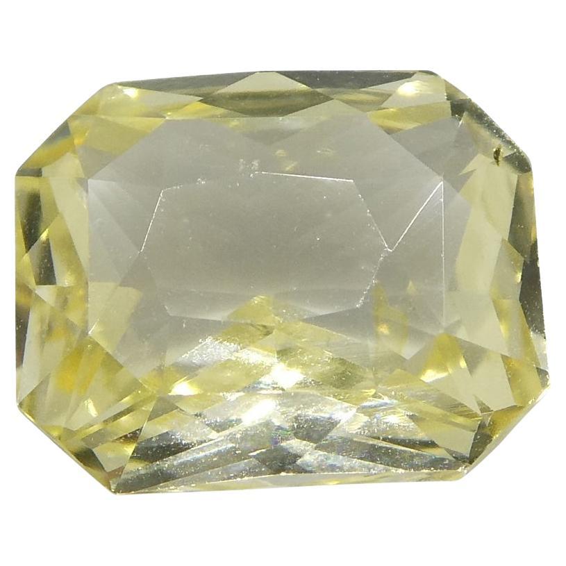 Saphir jaune octogonal non chauffé du Sri Lanka de 1,25 carat, certifié GIA