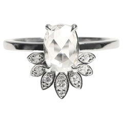 1.25 ct Oval Rose-Cut White Diamond 14K Crest Solitaire Ring