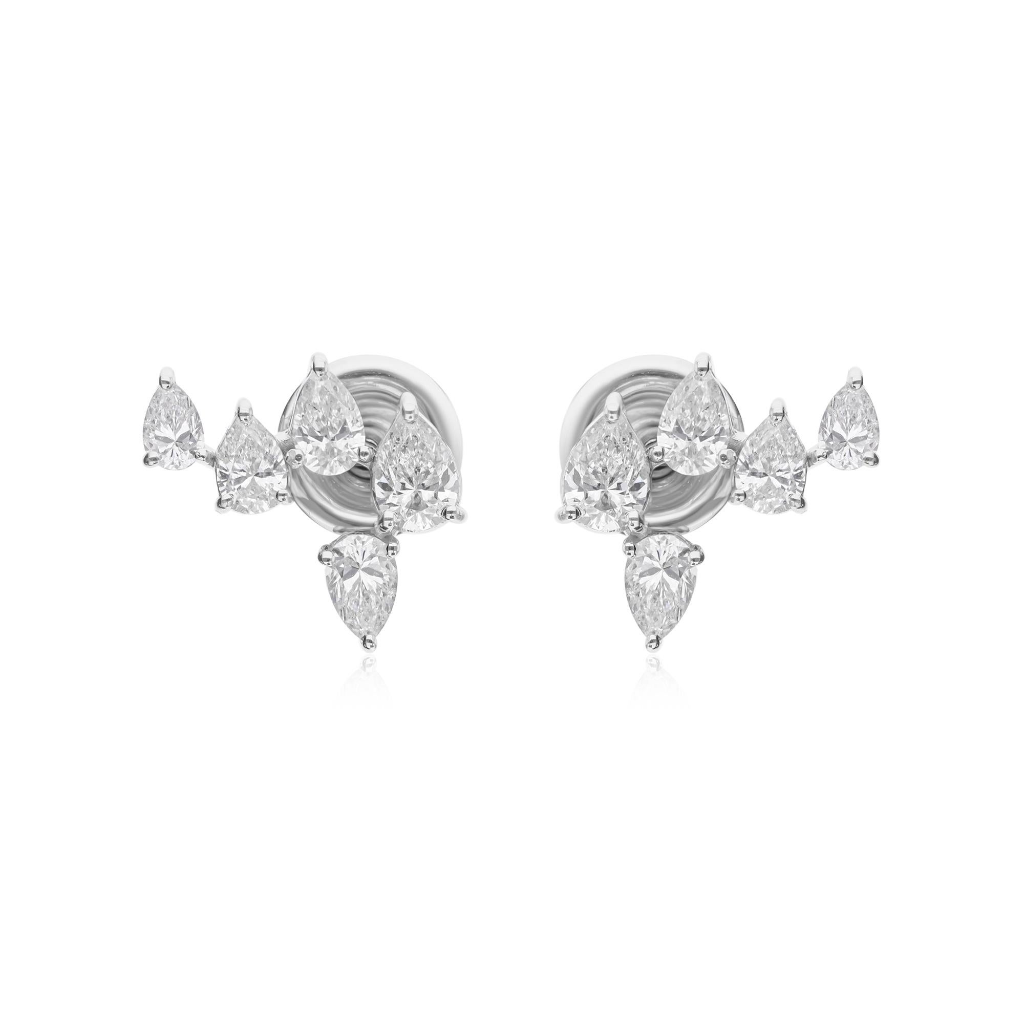 Pendientes de oro blanco de 18 quilates con diamantes brillantes talla pera de 1,25 quilates