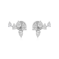 Pendientes de oro blanco de 18 quilates con diamantes brillantes talla pera de 1,25 quilates