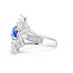 Natural Tanzanite Halo Bridal Ring 925 Sterling Silver Women Wedding Ring