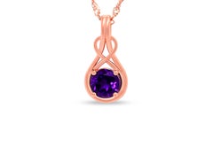 1.25 cts ROUND SHAPE AMETHYST 18K ROSE GOLD PLATED OVER 925 SILVER NECAKLCE