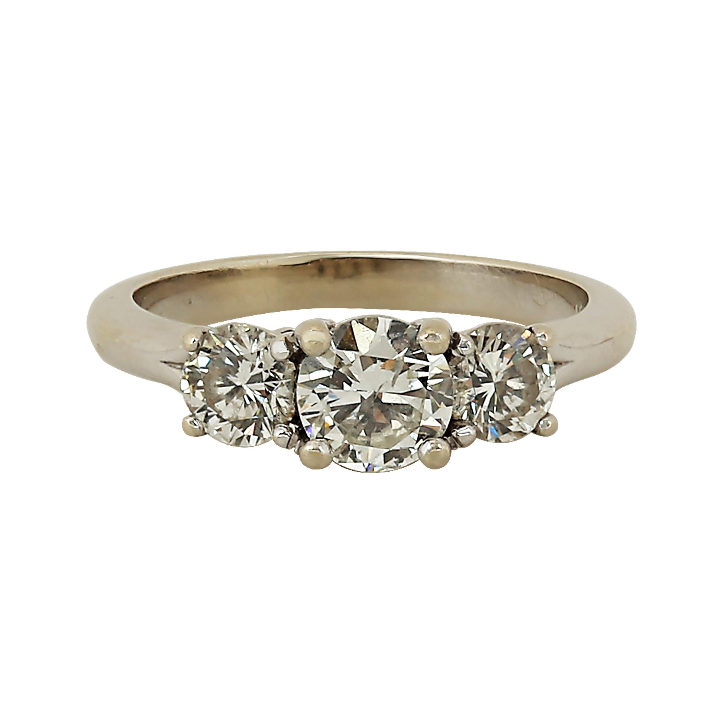 1.25 Cttw Three Stone Diamond 14k White Gold Engagement Ring