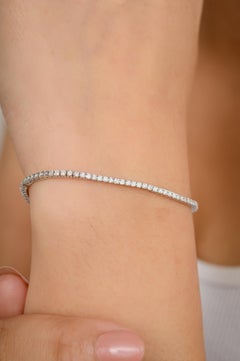 1.25 CTW Diamond Sleek Stackable Bracelet Gift for Her in 18k Solid White Gold