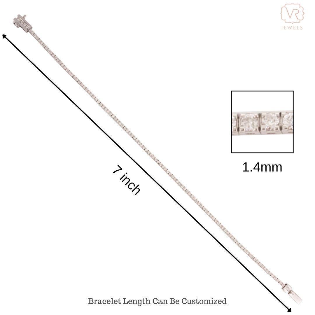 1,25 Karat Diamant Elegantes stapelbares, stapelbares Armband für sie aus 18 Karat massivem Weißgold im Angebot 2