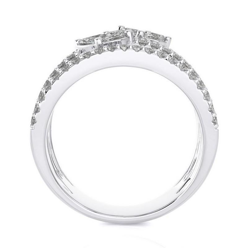 1,25 CTW Runde Diamanten 18K Weißgold Classic Sammlung Bypass Ring (Moderne) im Angebot