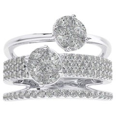 1.25 CTW Round Diamonds 18K White Gold Classic collection Bypass Ring