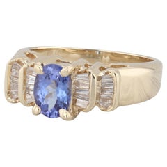1.25 ctw Tanzanite Diamond Baguette 14K Yellow Gold Size 6.25 Ring
