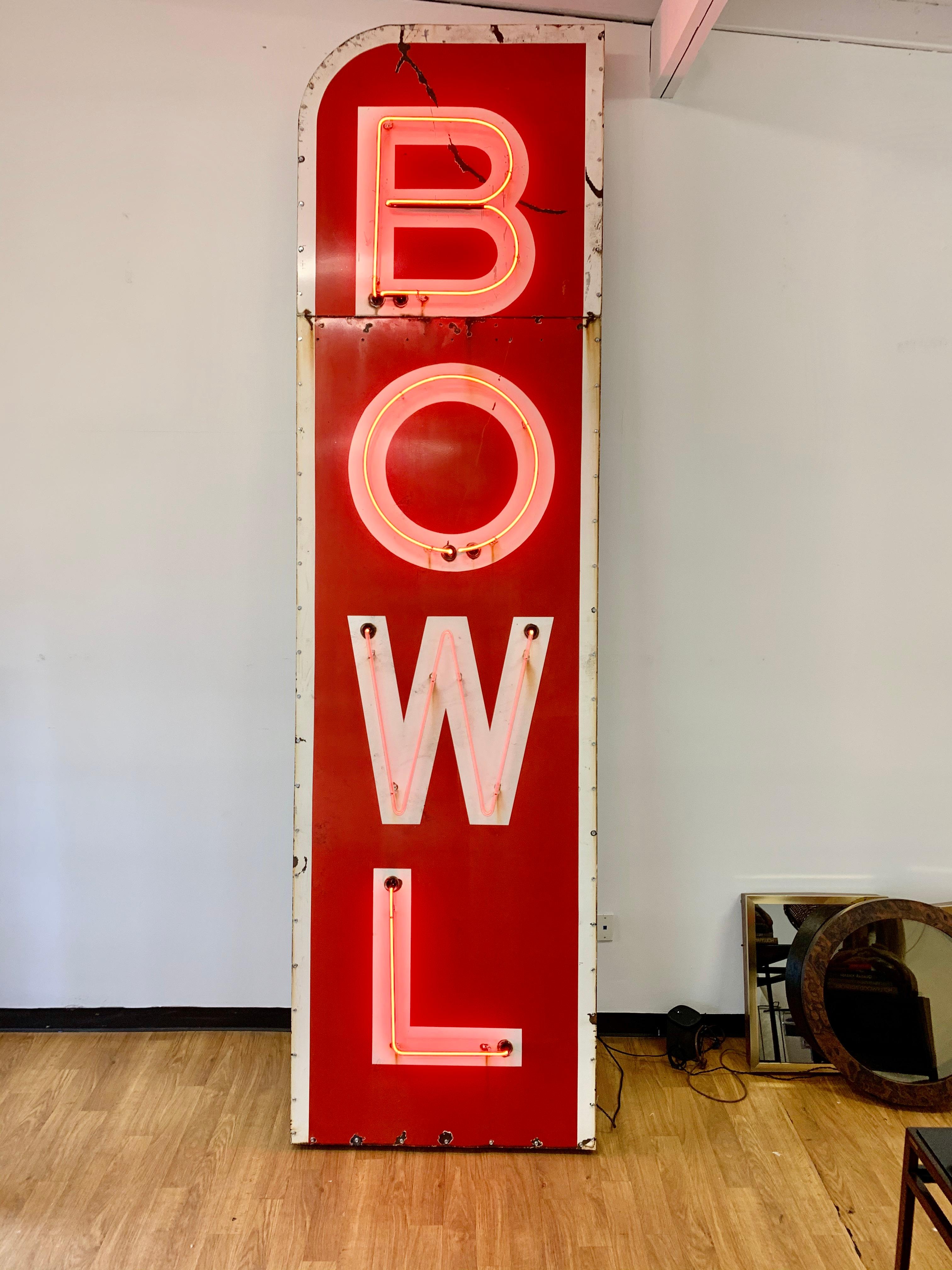 American 12.5 Foot Tall Vintage Neon Bowling Sign For Sale