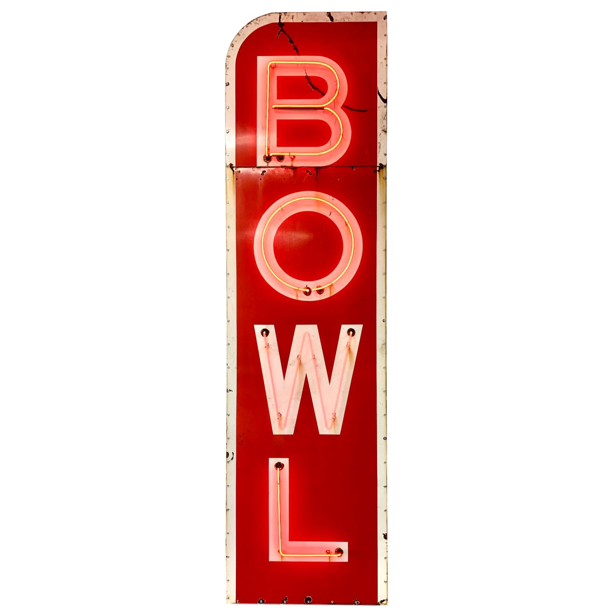 12.5 Foot Tall Vintage Neon Bowling Sign For Sale