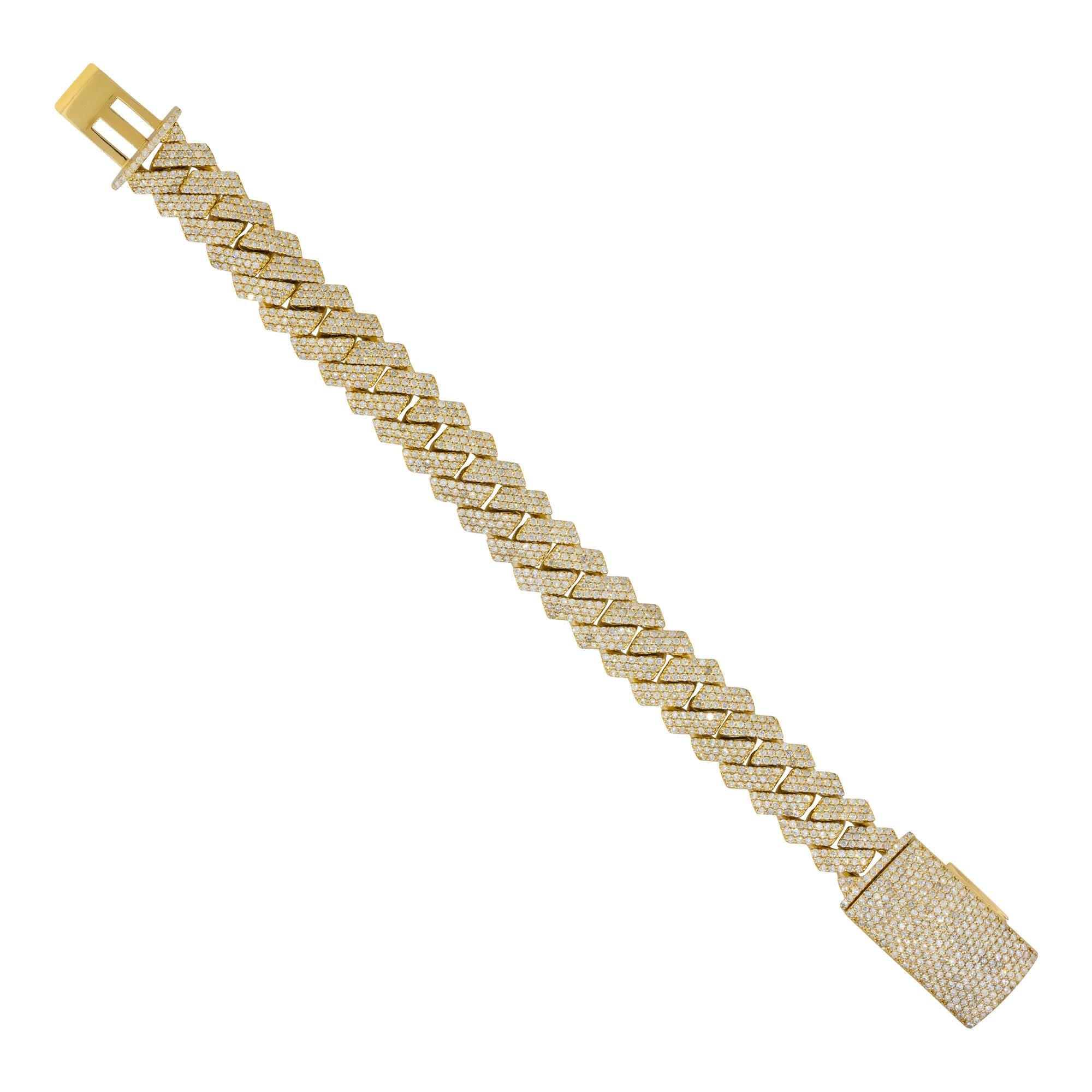 12,50 Karat All Pave Diamant Cuban Gliederarmband 10 Karat auf Lager im Angebot 1