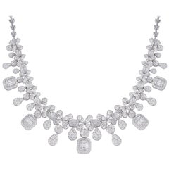 12.50 Carat Diamond 14 Karat White Gold Statement Necklace