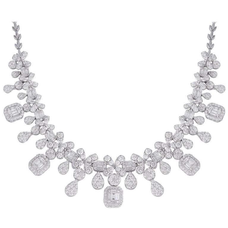 12.50 Carat Diamond 14 Karat White Gold Statement Necklace For Sale at  1stDibs | diamond statement necklace, statement diamond necklace, diamond  necklace statement