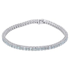 Bracciale da tennis con diamanti da 12,50 carati in oro bianco 14 carati con incastonatura a forcella