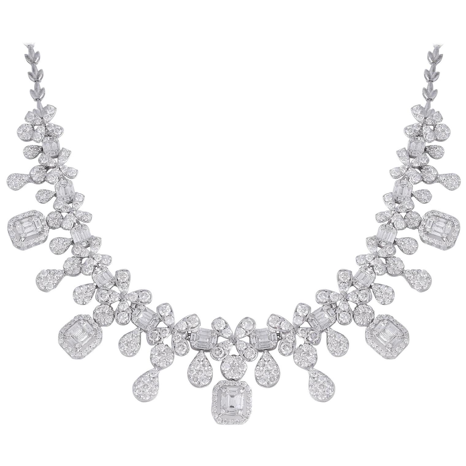 12.50 Carat Diamond 18 Karat White Gold Statement Necklace