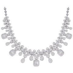 12.50 Carat Diamond 18 Karat White Gold Statement Necklace