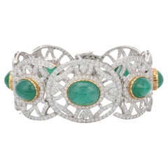 12.50 Carat Diamond Emerald 18 Karat Gold Bracelet