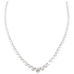 12.50 Carat Diamond White Gold Riviera Graduated Tennis Necklace