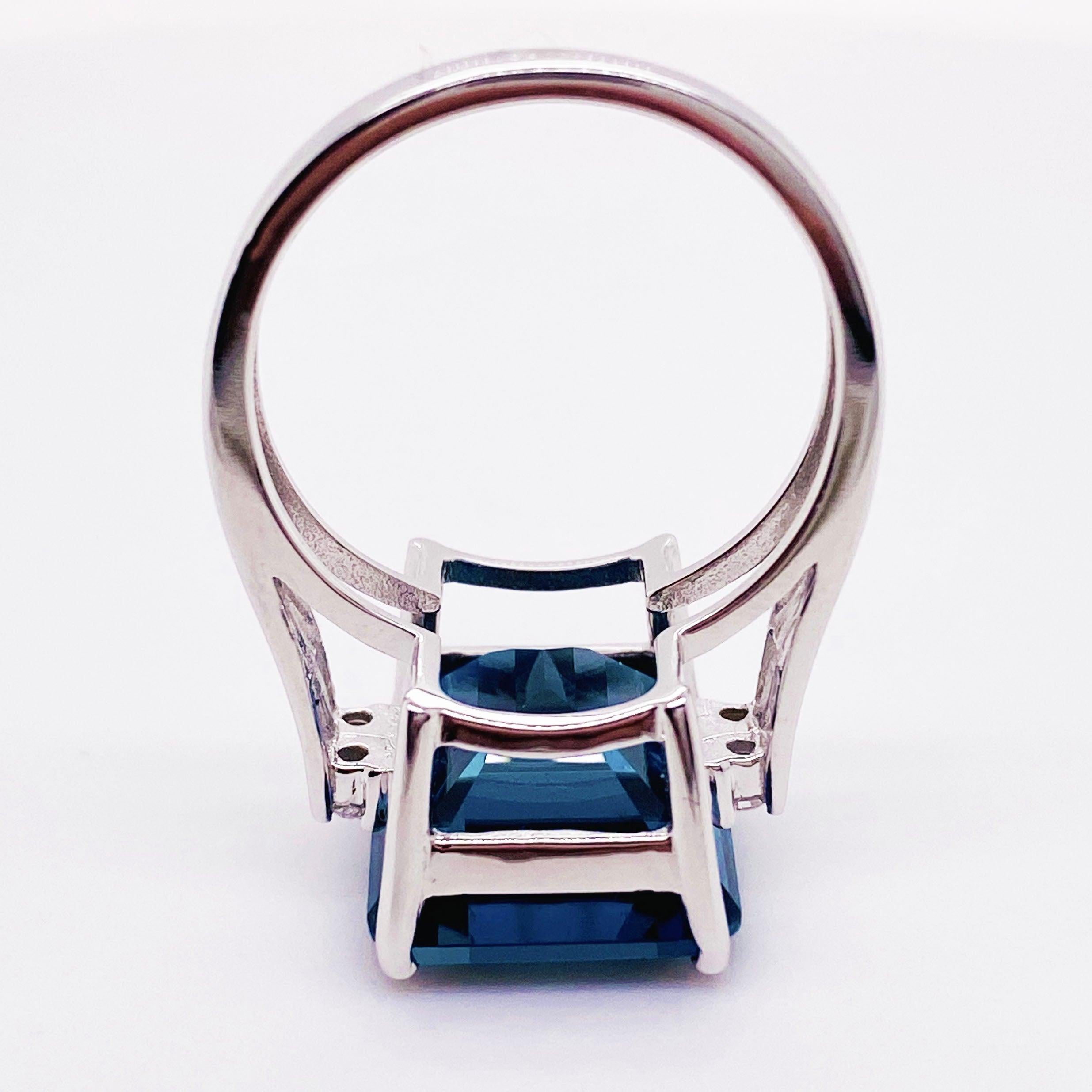 For Sale:  London Blue Topaz and Diamond Ring 9.05 Carats 14 Karat White Gold Midnight Blue 5