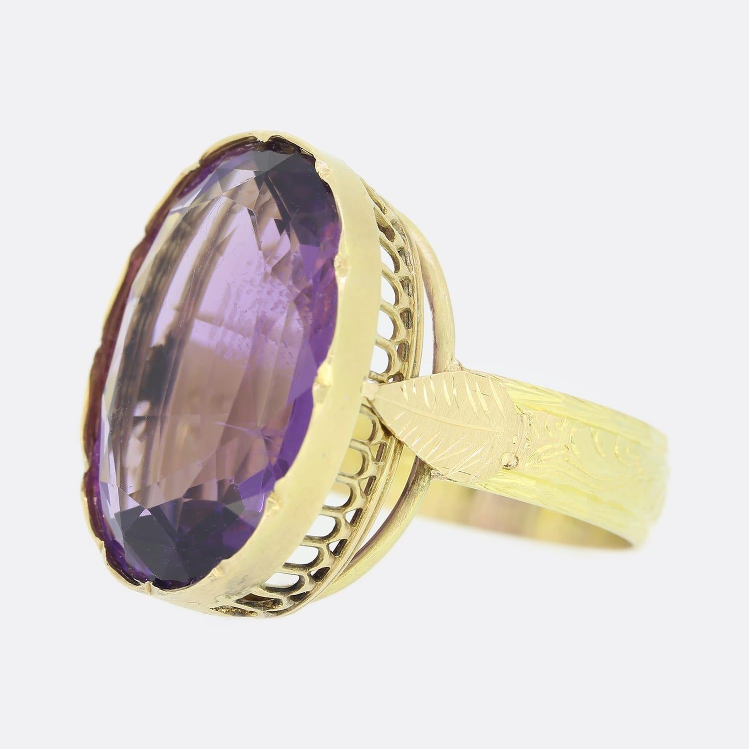 Oval Cut 12.50 Carat Oval Amethyst Ring For Sale