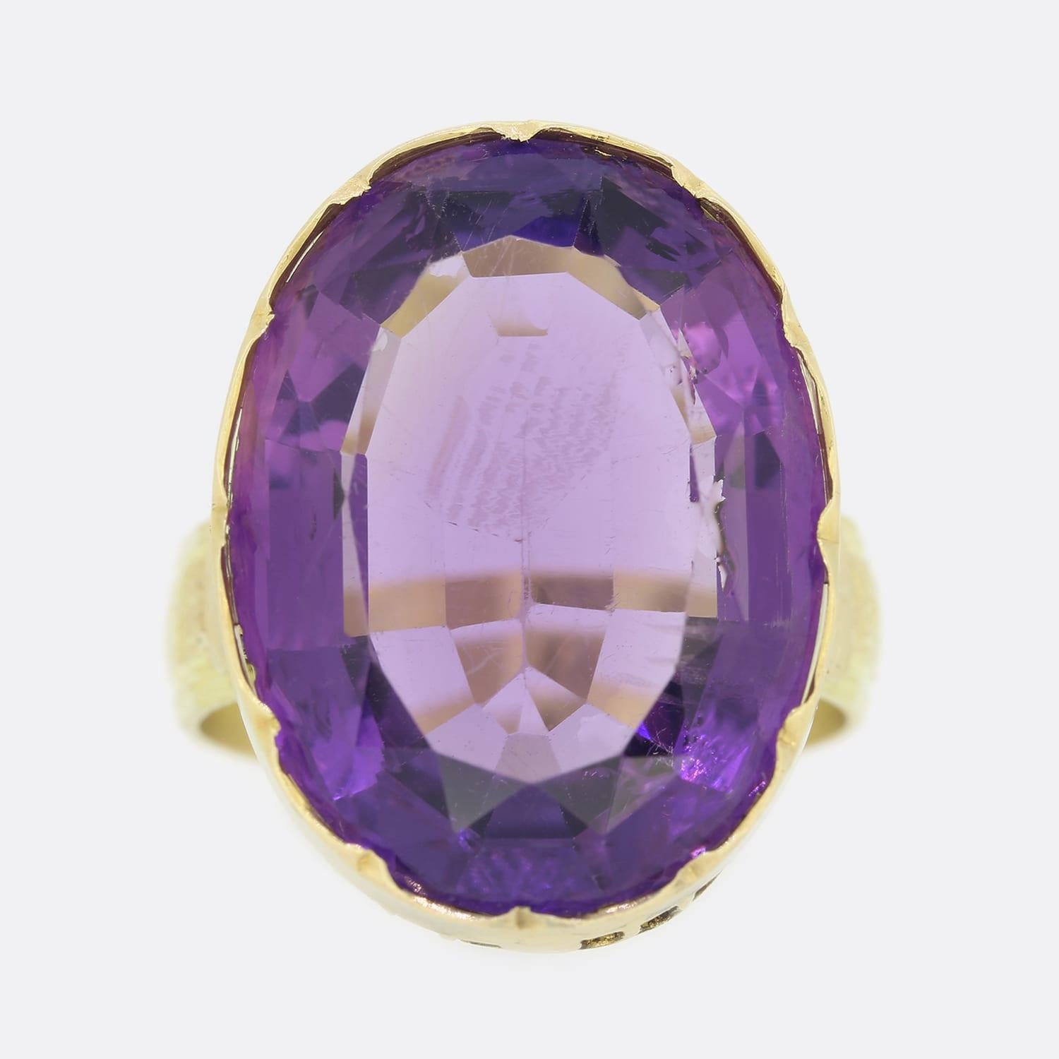 12.50 Carat Oval Amethyst Ring In Good Condition For Sale In London, GB