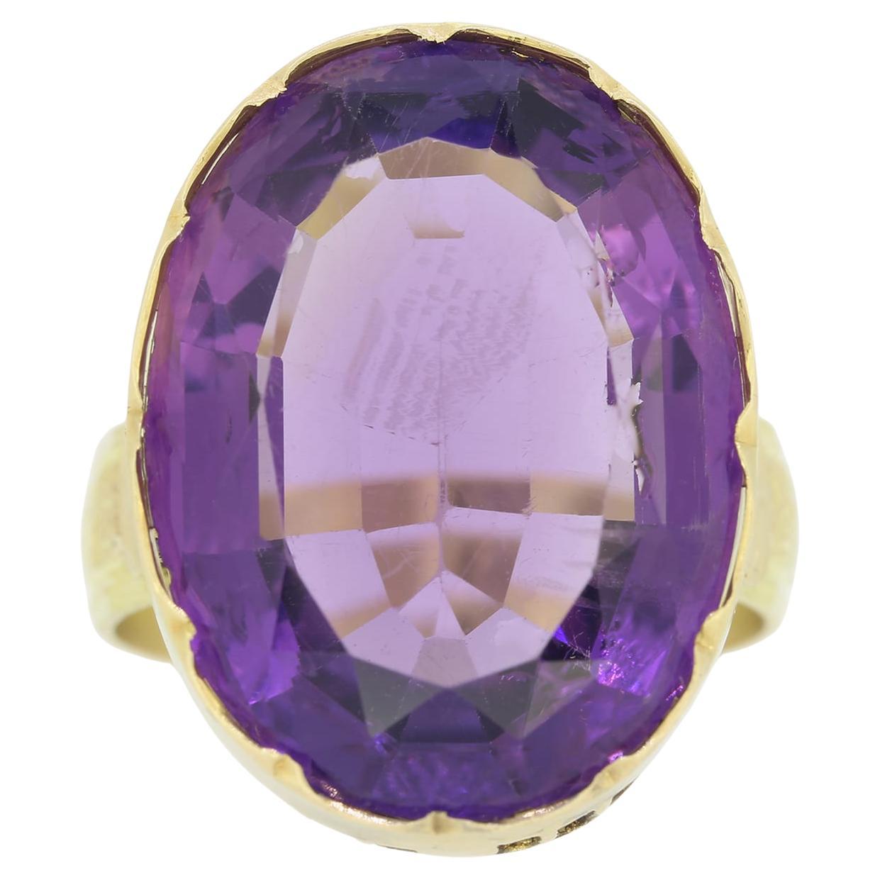 12.50 Carat Oval Amethyst Ring For Sale