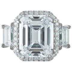 12.50 Carat Platinum Ring, Center Emerald Cut 10.06 H VS1, GIA Certified Diamond