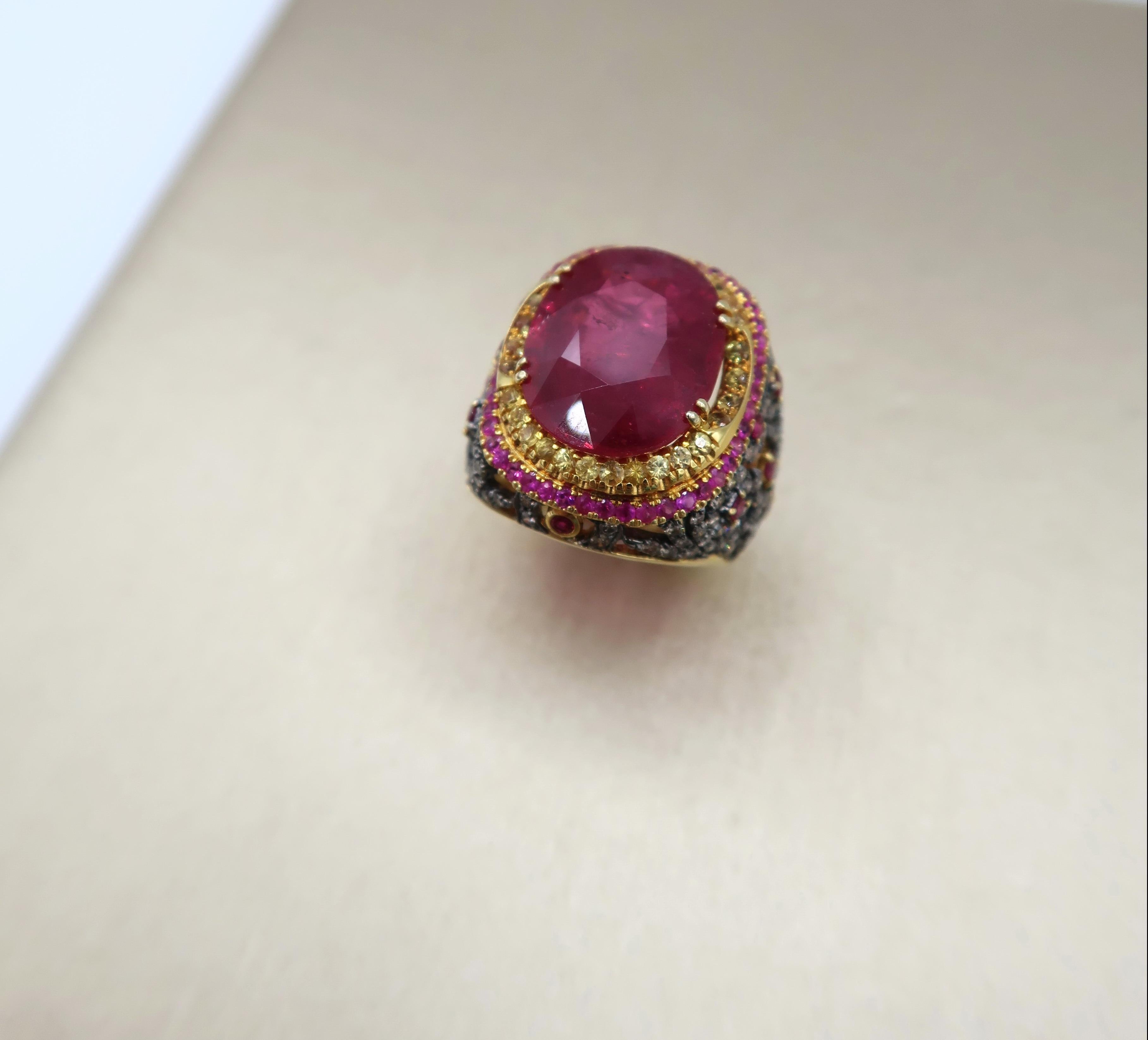 yellow sapphire and ruby ring