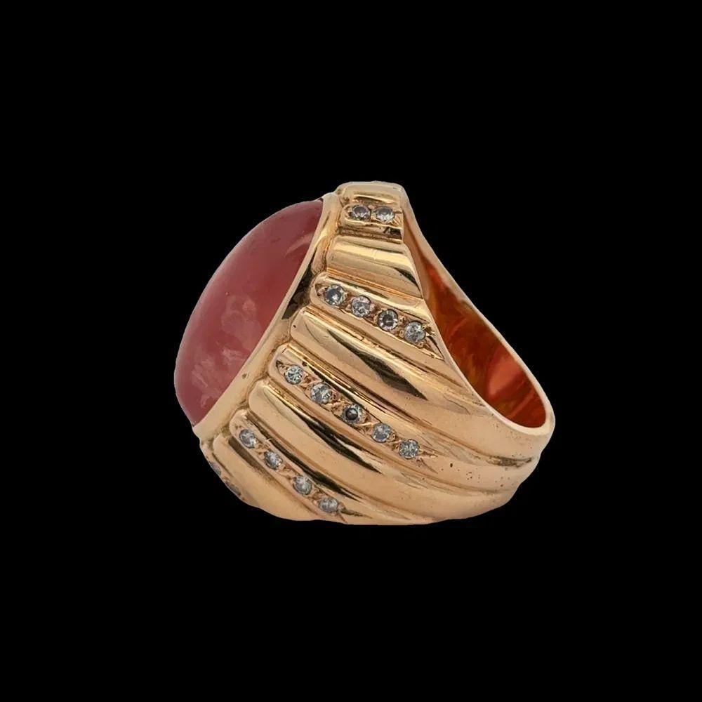 Bague Bombay vintage en or, rhodochrosite translucide et diamants 12,50 carats Pour femmes en vente