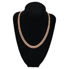 12.50 Carats Diamonds Cuban Link Necklace Chain 14 Karats Rose Gold