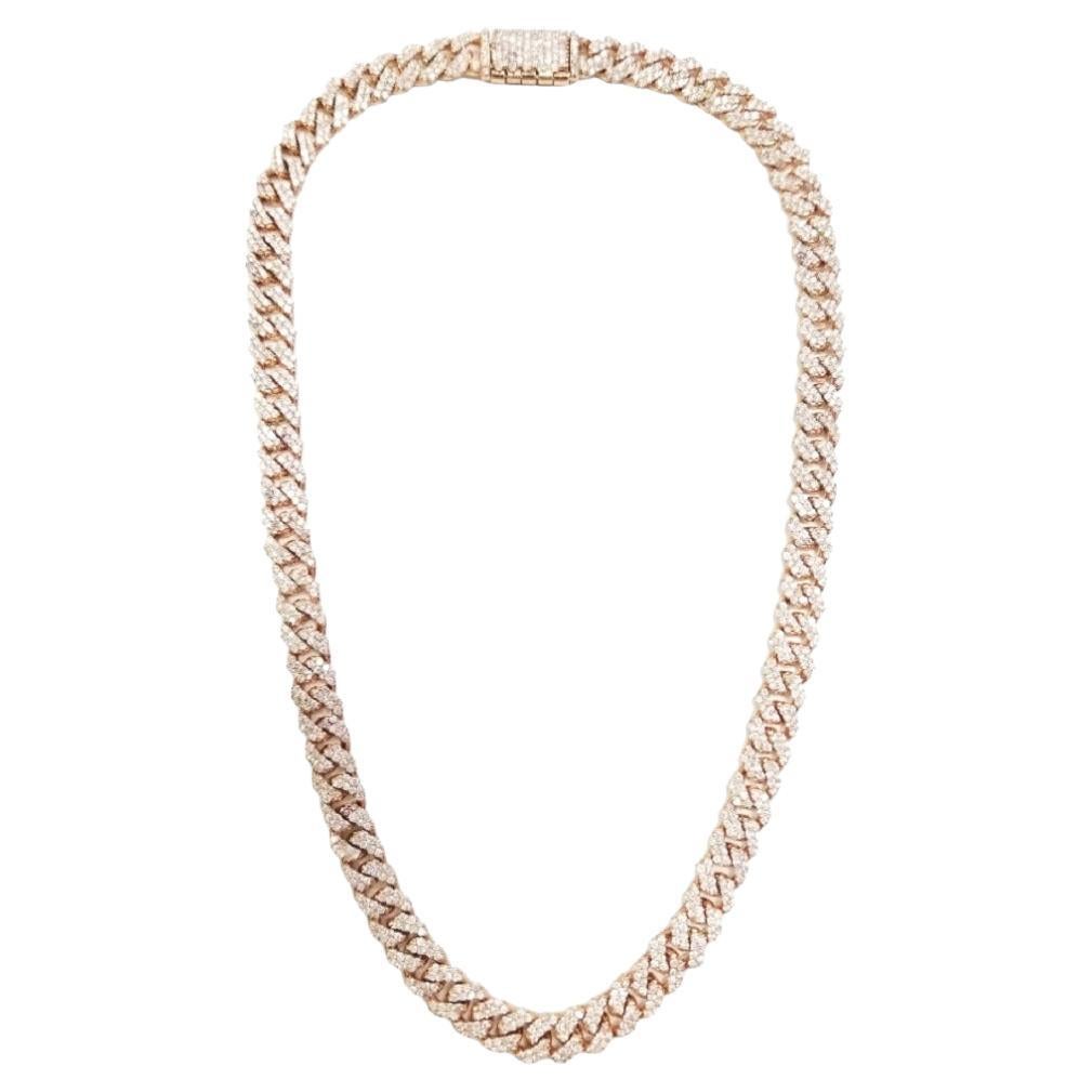 17.50 Carats Diamonds Heavy Cuban Link Necklace Chain 14 Karats Yellow