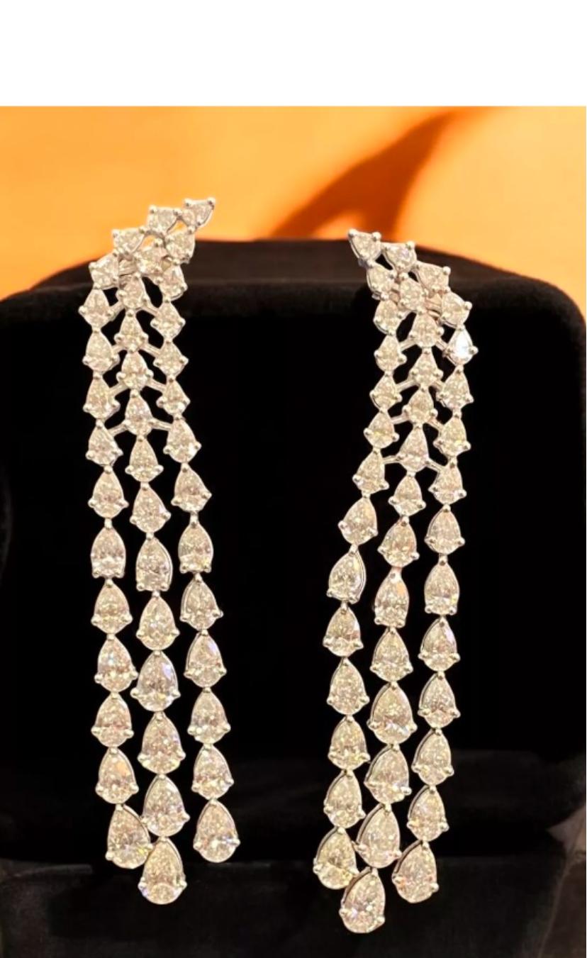 IGI 12.50 Carats Pear Shape Diamonds 18K Gold Earrings For Sale 2