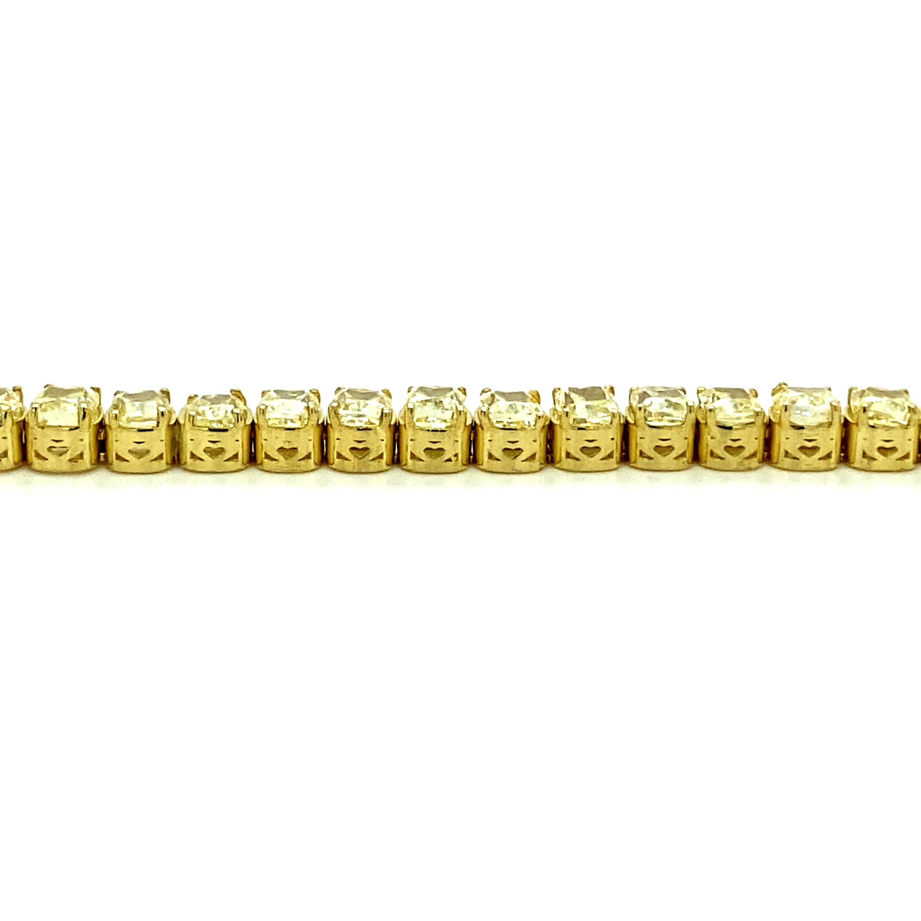 12.50 Ct Natural Yellow Diamond Tennis Bracelet in 18kt Yellow Gold 2
