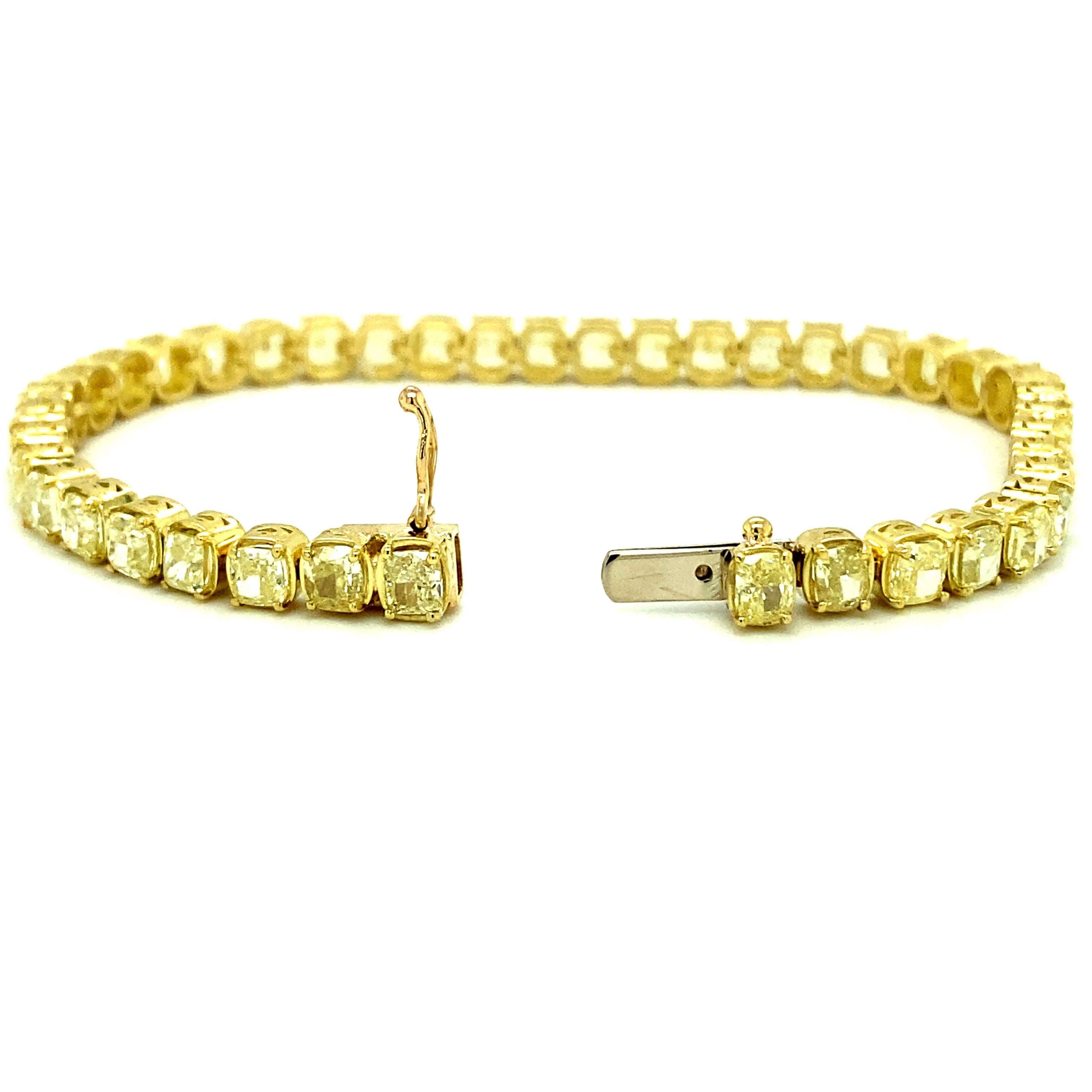 Women's 12.50 Ct Natural Yellow Diamond Tennis Bracelet in 18kt Yellow Gold