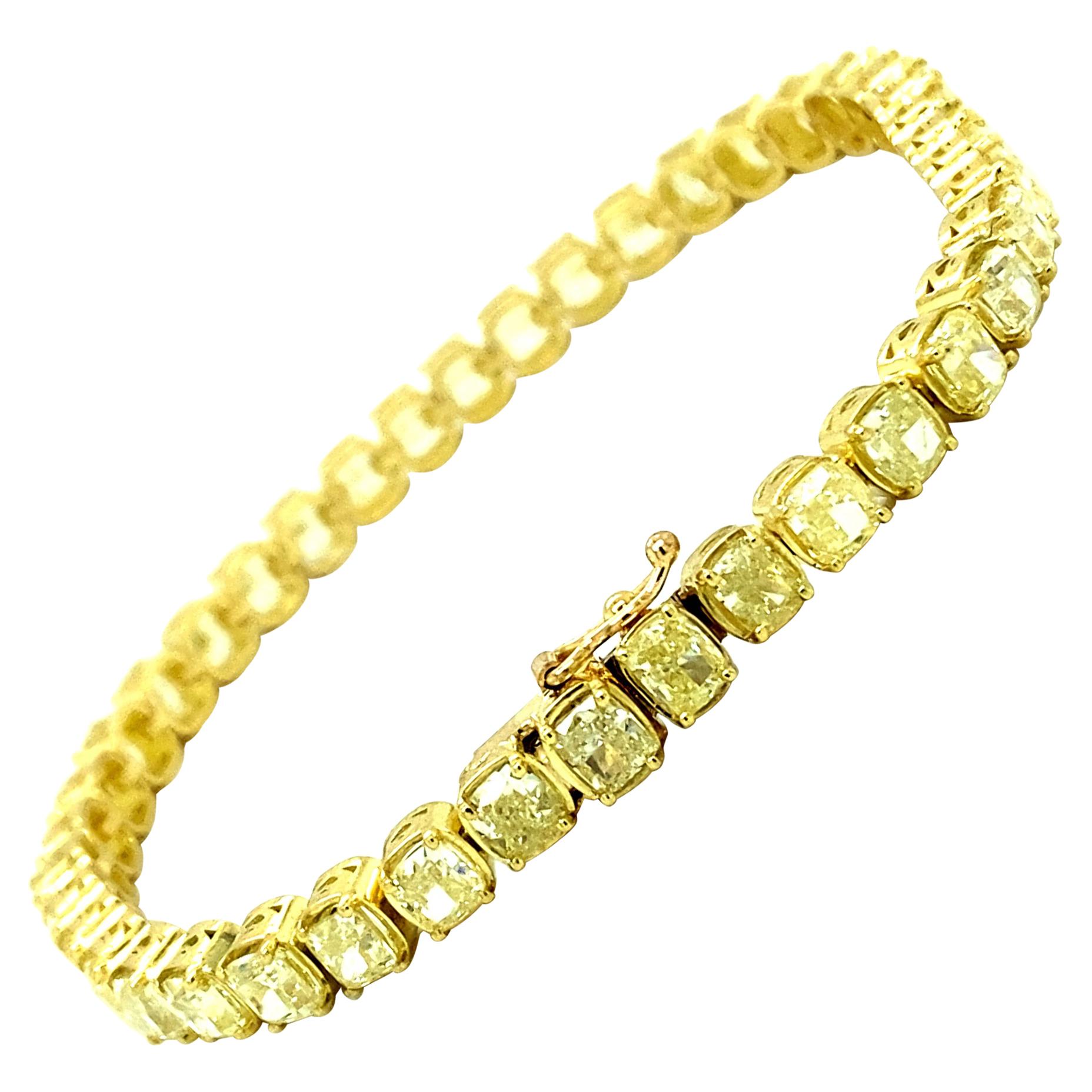 12.50 Ct Natural Yellow Diamond Tennis Bracelet in 18kt Yellow Gold