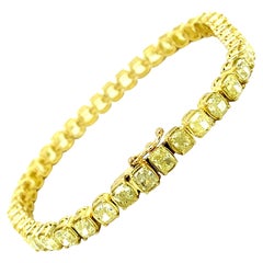 12.50 Karat natürliche gelbe Diamanten Tennisarmband in 18kt Gelbgold