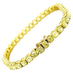 12.50 Ct Natural Yellow Diamond Tennis Bracelet in 18kt Yellow Gold