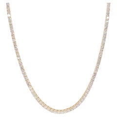 12.50 cts Natural Diamond Tennis Necklace 14K Yellow 16"