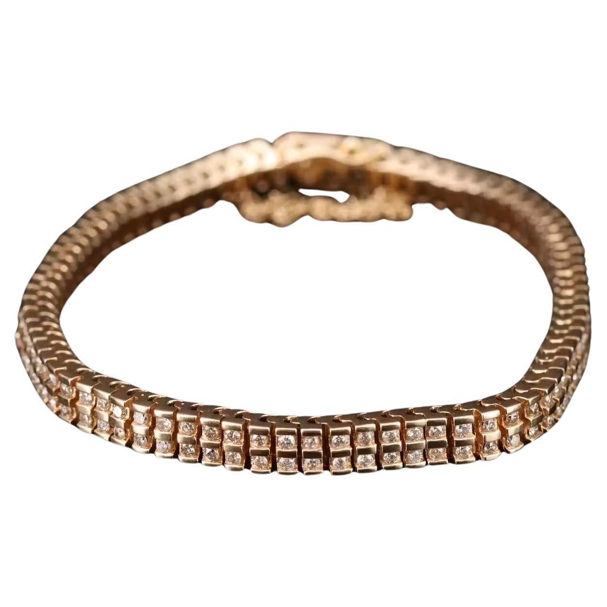 $12500 / BV Designer 2 CT Diamond Bracelet / 14K Gold For Sale 2