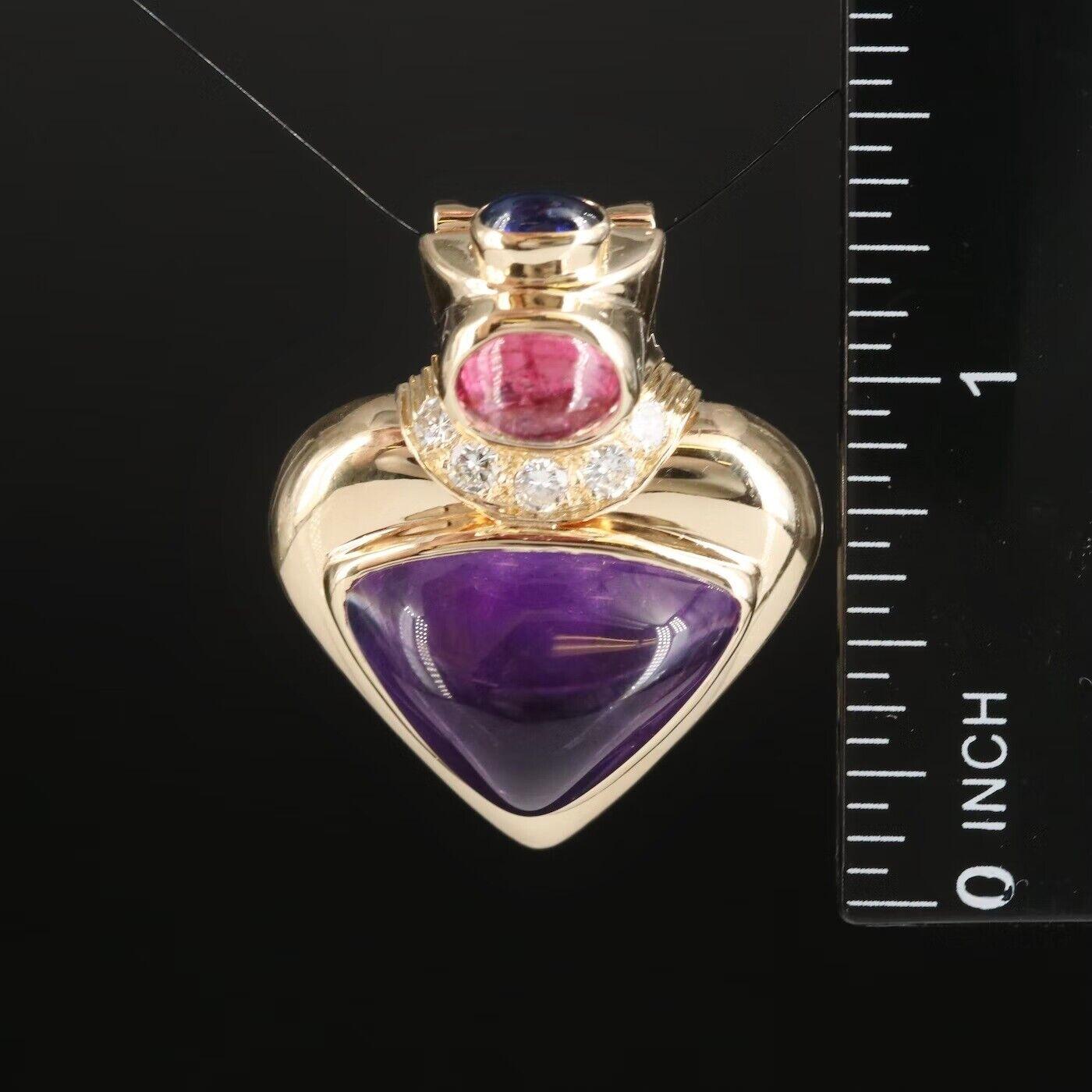 $12500 / Lagos Heart Pendant Brooch /Massive Diamond & Gemstone / 14K In New Condition In Rancho Mirage, CA