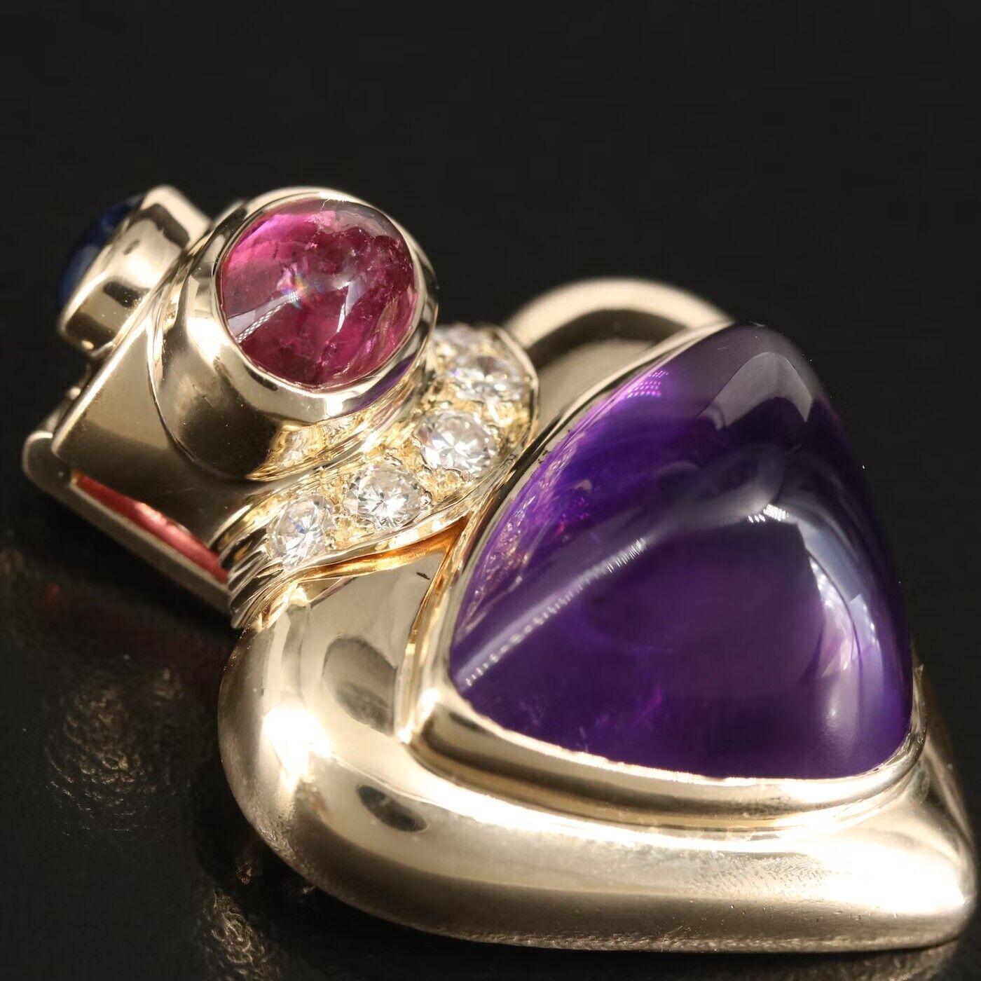  Broche pendentif Lagos cœur massif en diamants et pierres précieuses 14 carats (12500 $) Pour femmes 