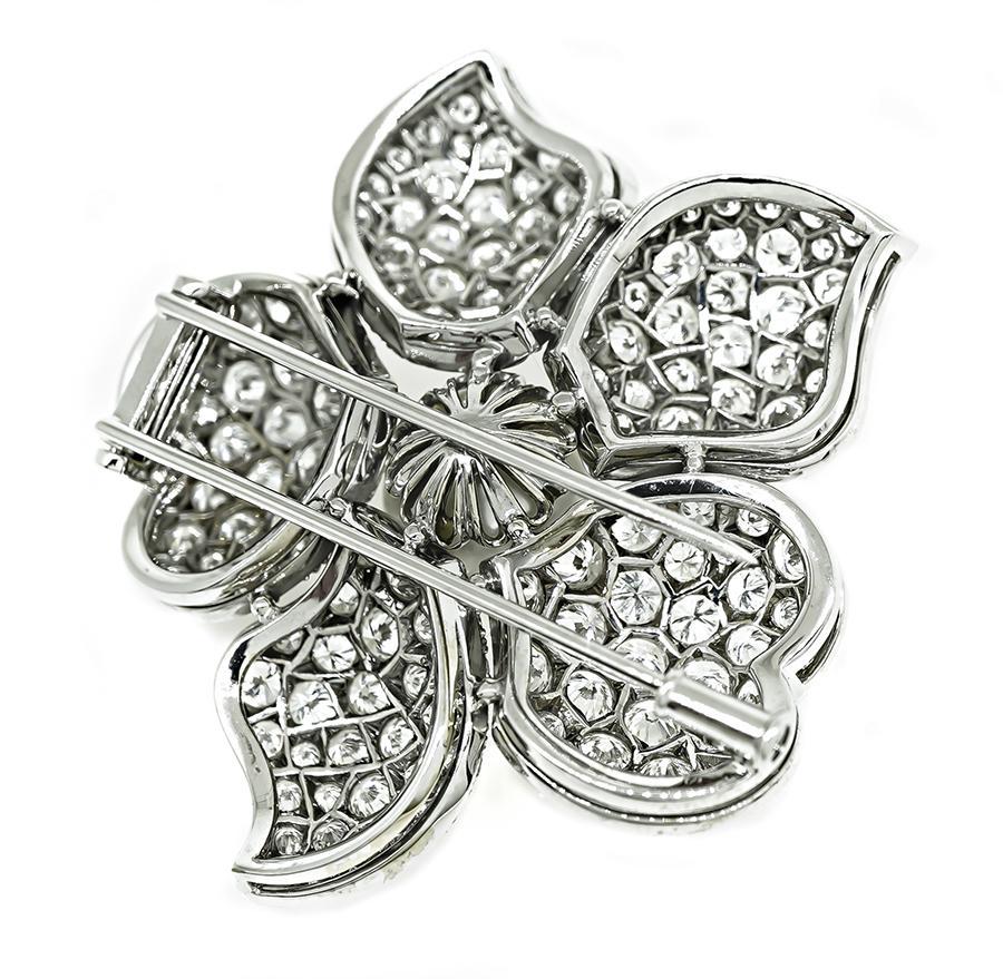 Épingle à fleur en diamant et perle de 12,50ct Bon état - En vente à New York, NY