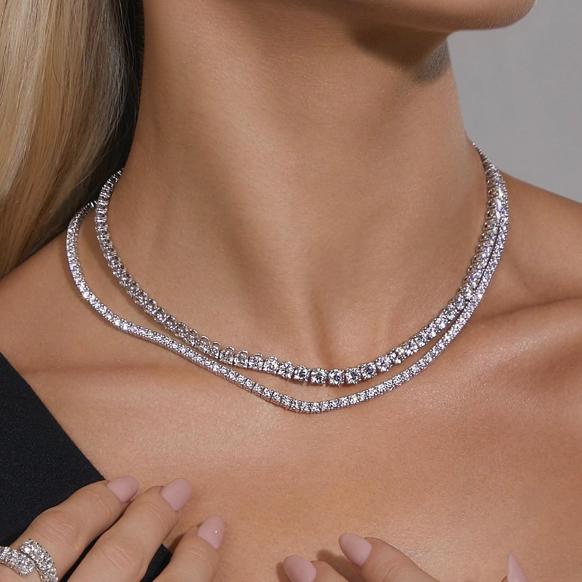 12.50ct Round Diamond Classic Tennis Necklace In New Condition For Sale In Victoria,, AU
