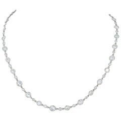14K White Gold 12.50cttw Round Brilliant Diamonds by the Yard Necklace