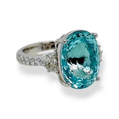 12.52 Carat Paraiba Tourmaline Fancy Diamond White Gold Ring