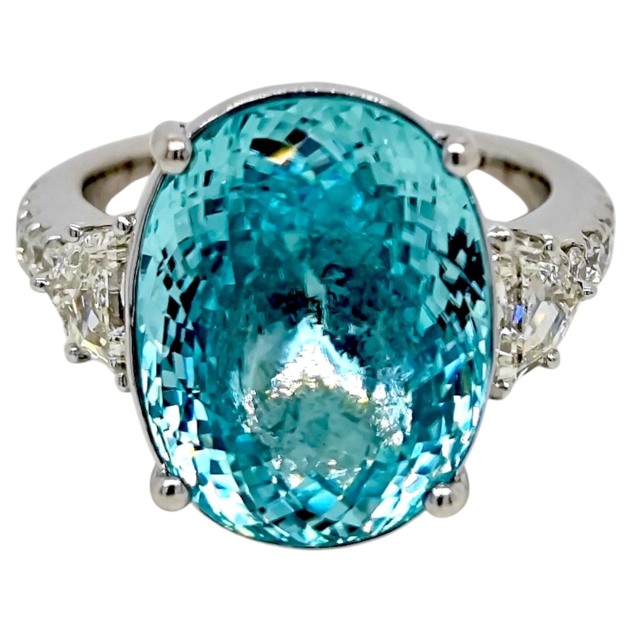 12.52 Carat Paraiba Tourmaline Fancy Diamond White Gold Ring