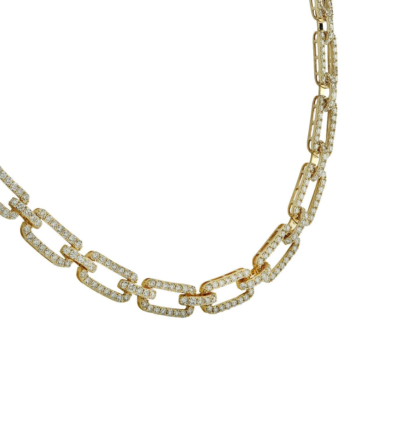 Round Cut 12.52 Carat Round Diamond Link Necklace For Sale